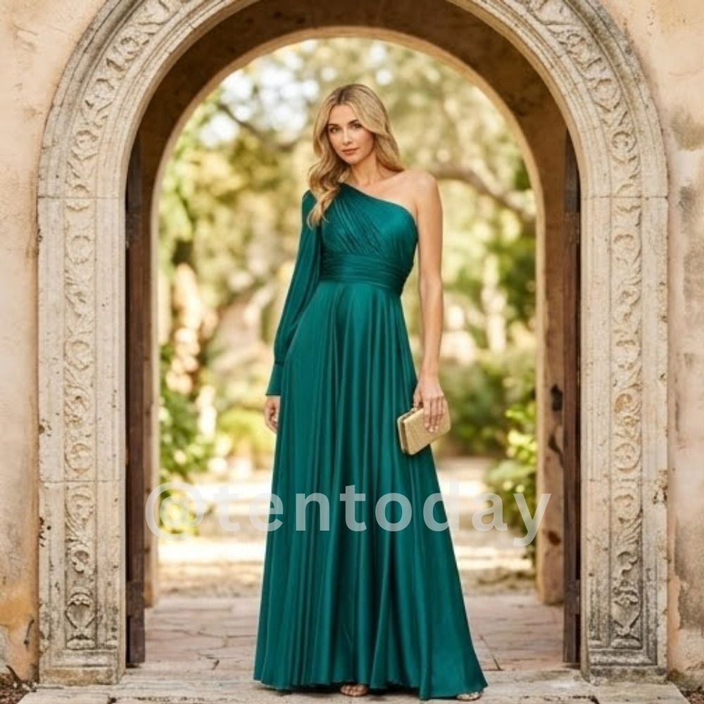 $498 Mac Duggal Size 2 Emerald Green Satin Ruched Long Maxi Gown Formal Dress